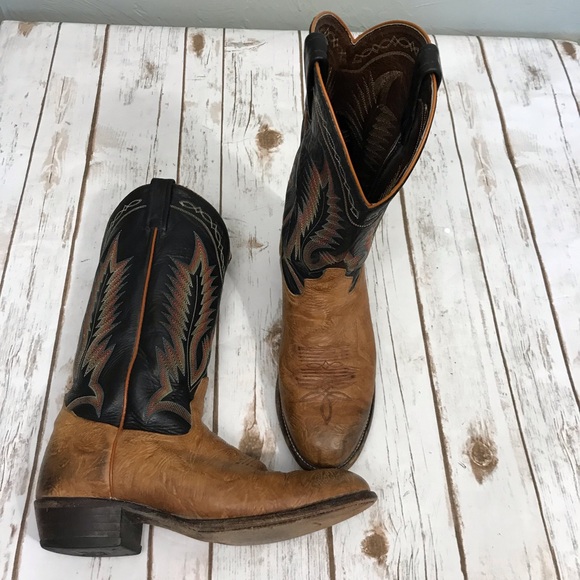 Tony Lama Cowboy Boots Size 10.5 mens Leather Western - Picture 10 of 17